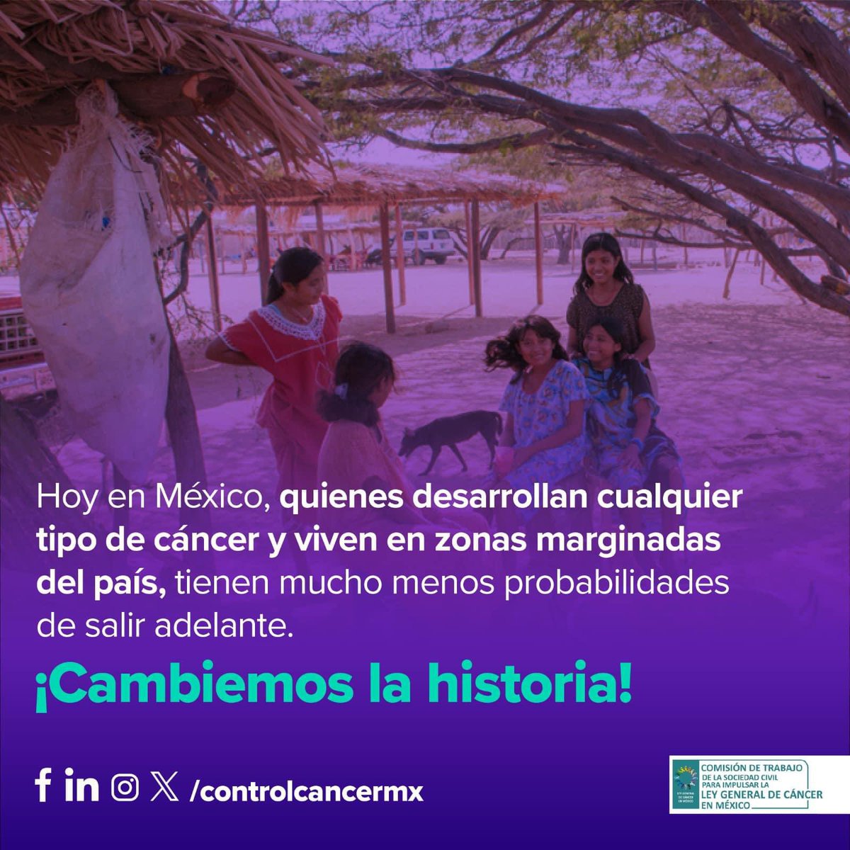 El cáncer no debe conocer desigualdades. En México, quienes viven en zonas marginadas enfrentan mayores desafíos. Con la #LeyGeneralDeCáncerMx 🇲🇽 podemos cambiar esta historia y asegurar un acceso equitativo a tratamientos.