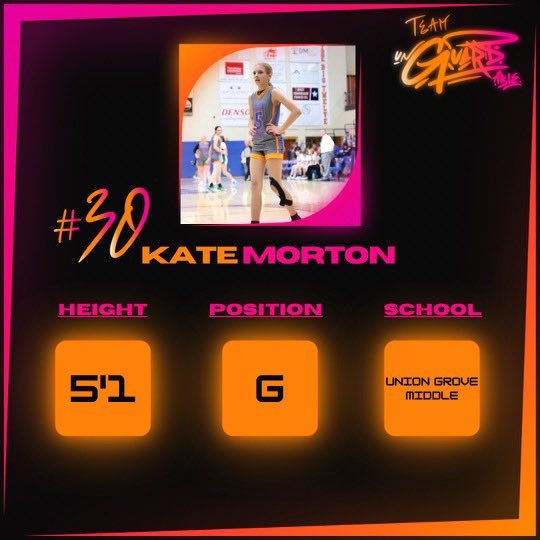 #30 Kate Morton

An elite floor spacer, Kate combines a quick release, limitless range, &amp; dead eye shooting accuracy. Kate’s versatility extends to the defensive end where she also excels as an on-ball defender. We are excited to add Kate’s 2-way playmaking ability to our team!