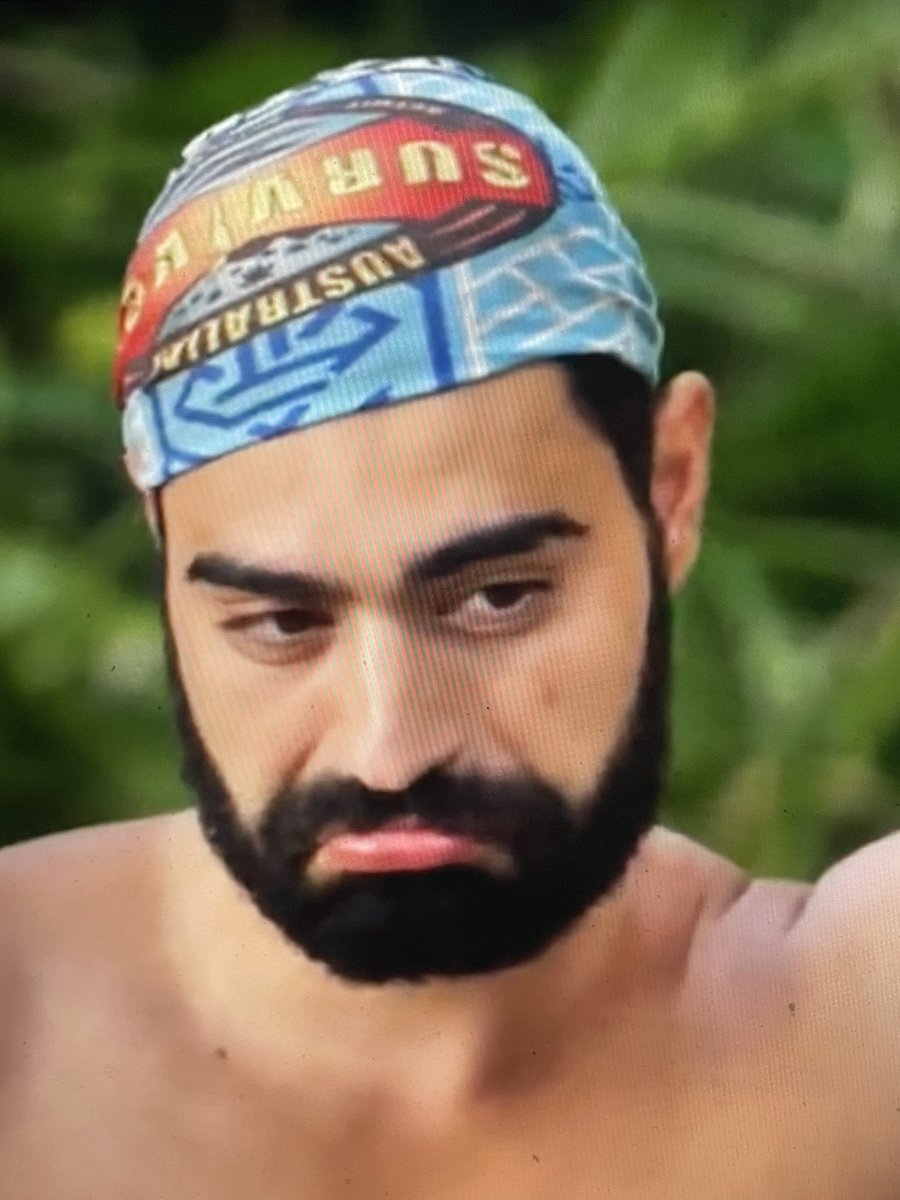 TopherBorz's tweet photo. Let’s play a fun game of #survivorAU stoned or paranoid: Feras edition https://t.co/Moi1YwSwFL