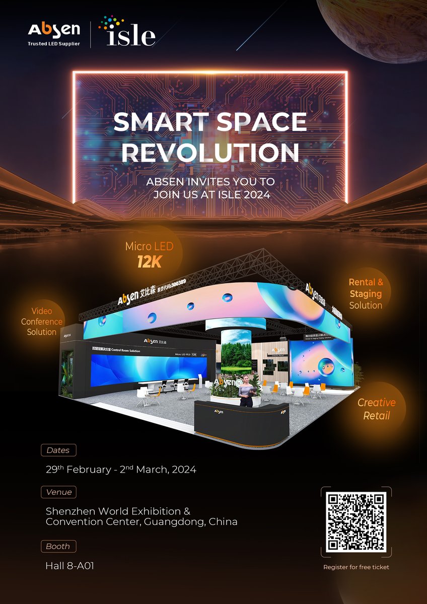 ✨ Highlights of ISLE at Absen BOOTH Hall 8-A01, a sneak peek!
🤗 Join Absen at #ISLE2024 to interact with innovative products and cutting-edge solutions!
👉 Register here: lnkd.in/gv9M6QSV

#absen #absenled #leddisplay #isle2024 #avtweeps #intergratedsystem #audiovisual