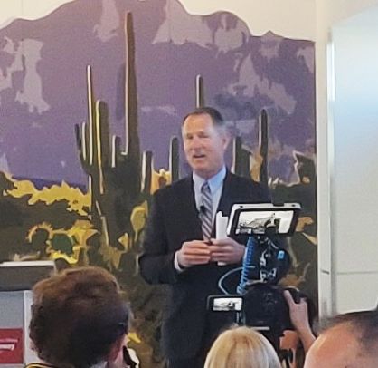 MesaEconDev's tweet photo. @gatewayairport celebrated the ribbon cutting for its new south concourse w/ speakers Airport Director J. Brian O'Neill, White House Sr. Advisor Thomas Perez, Rep. Greg Stanton, Rep. Ruben Gallego, Mayor John Giles &amp; more. Congrats Gateway Airport!

#MesaAZ #SiteSelection https://t.co/TnvvZyo1Ep