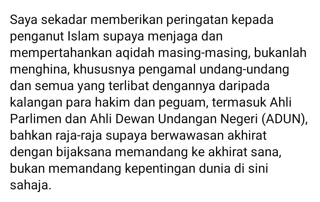 Masing-masing dalan quote dan reply komen yang bukan-bukan. TGHH hanya beri pesanan berikut: 1. mempertahankan akidah 2. berwawasan akhirat dengan bijaksana 3. bukan memandang kepentingan dunia sahaja