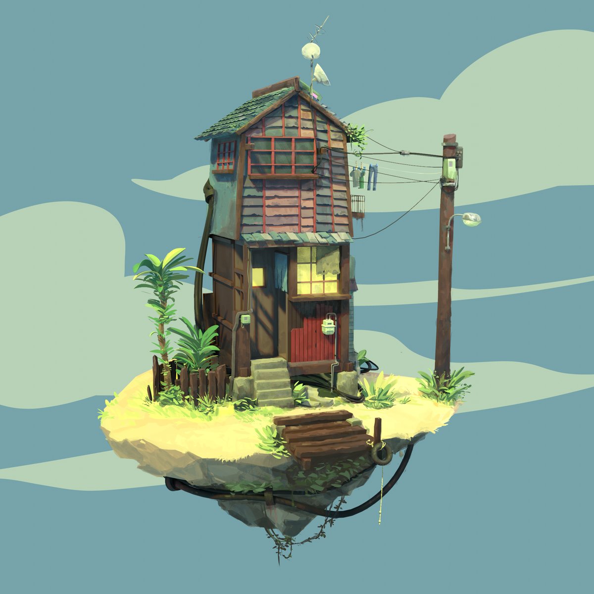 Floating House via @artstationhq artstation.com/artwork/rJr3O6