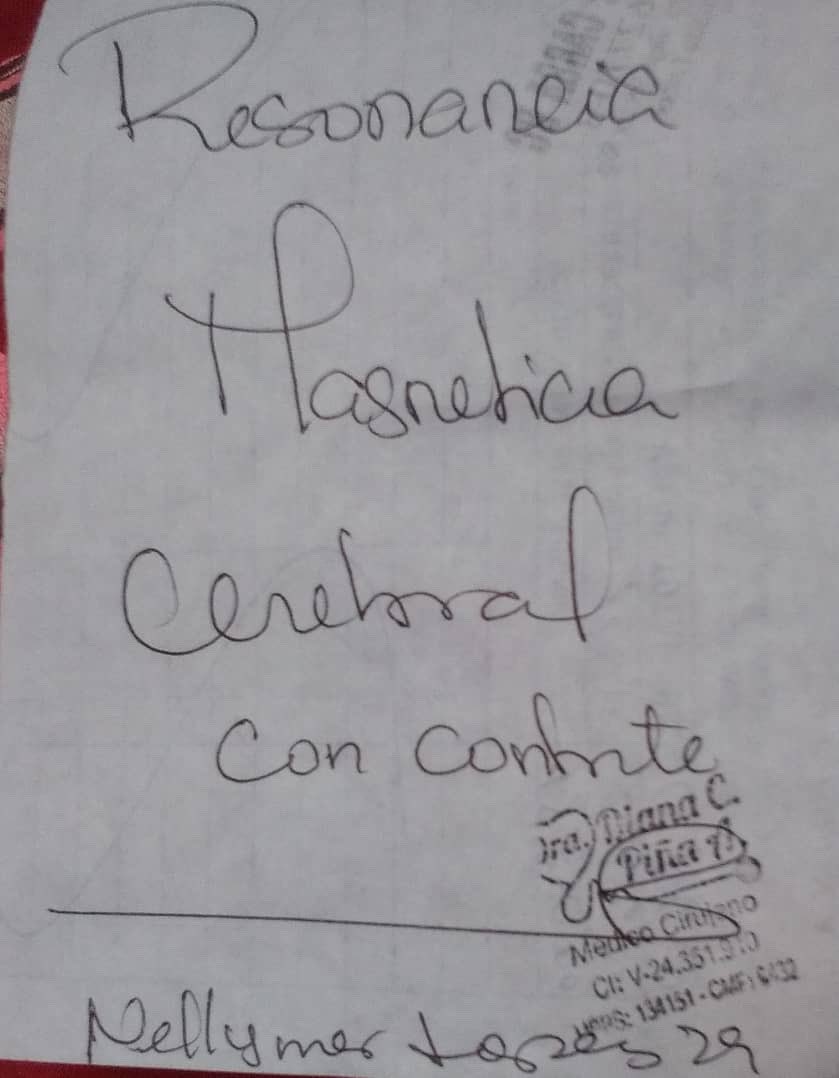 Buenas noches. Nellymar tiene 29 años y fue diagnosticada con aplasia medular severa. Tiene que realizarse una resonancia magnética cerebral con contraste y no tiene los recursos. Adicional a ello necesita eritoproyectina de 30000 UI. Con Bs. 37 podríamos estarle apoyando a