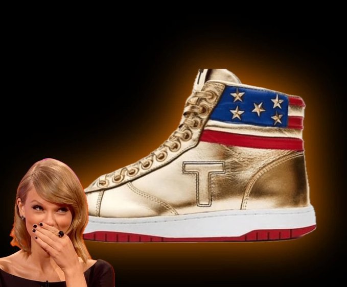 factandrumor's tweet image. #TaylorSwift with a good laugh at #TrumpSneakers, #Trumpers and MAGA's countdown to extinction.