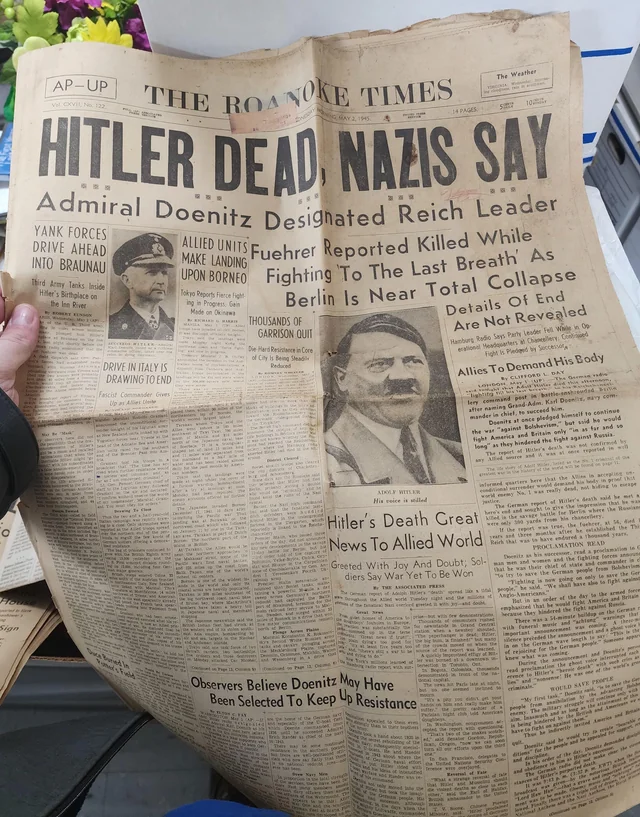 HistoricalFlow's tweet photo. The passing of Adolf Hitler and additional accounts of World War II. Quite fascinating material. https://t.co/uTw9PsONAg