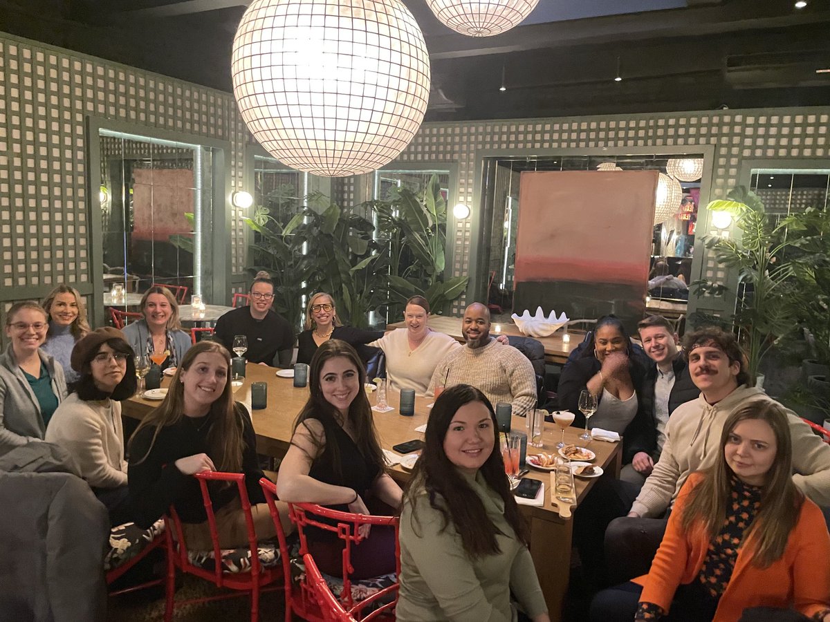 JaniceM10's tweet photo. Melanoma clinic and research team night out and send-off for ⁦@BoatChristina⁩ who will start at ⁦@RWJMS⁩ in a few months. So many laughs tonight. ⁦@Perlmutter_CC⁩ https://t.co/zw6uUIO81d