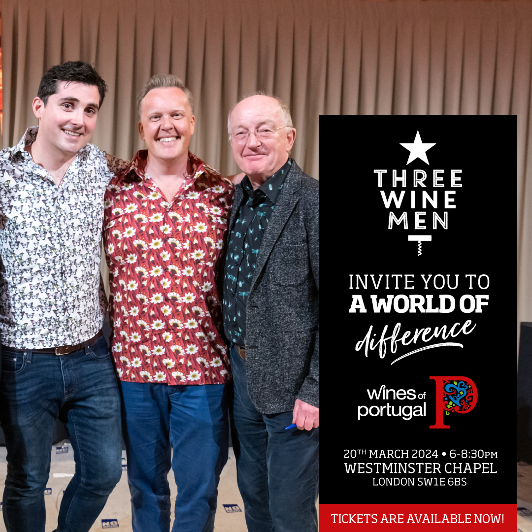 Oz Clarke, Olly Smith, and Tim Atkin MW are the founders of the 'Three Wine Men', which now includes five members, with Susie Atkins and Tom Surgey also on board. After the professional tasting, don't miss the public session, from 18:00 to 20:30 winesofportugaluk@thewineagency.pt