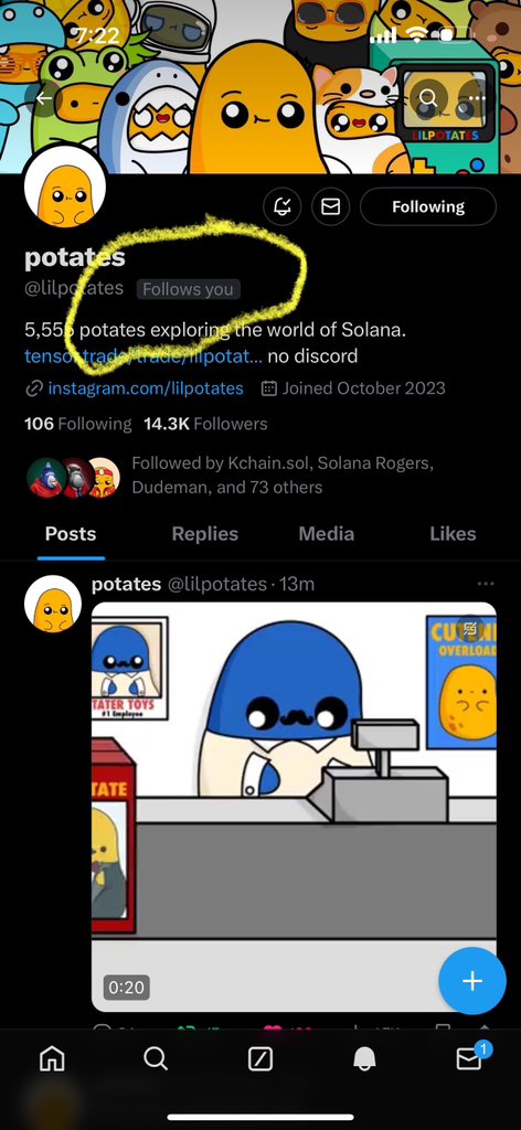 JohnnydudeX's tweet photo. Taters up. Haters down #potates https://t.co/ZZ6gv32Cuk