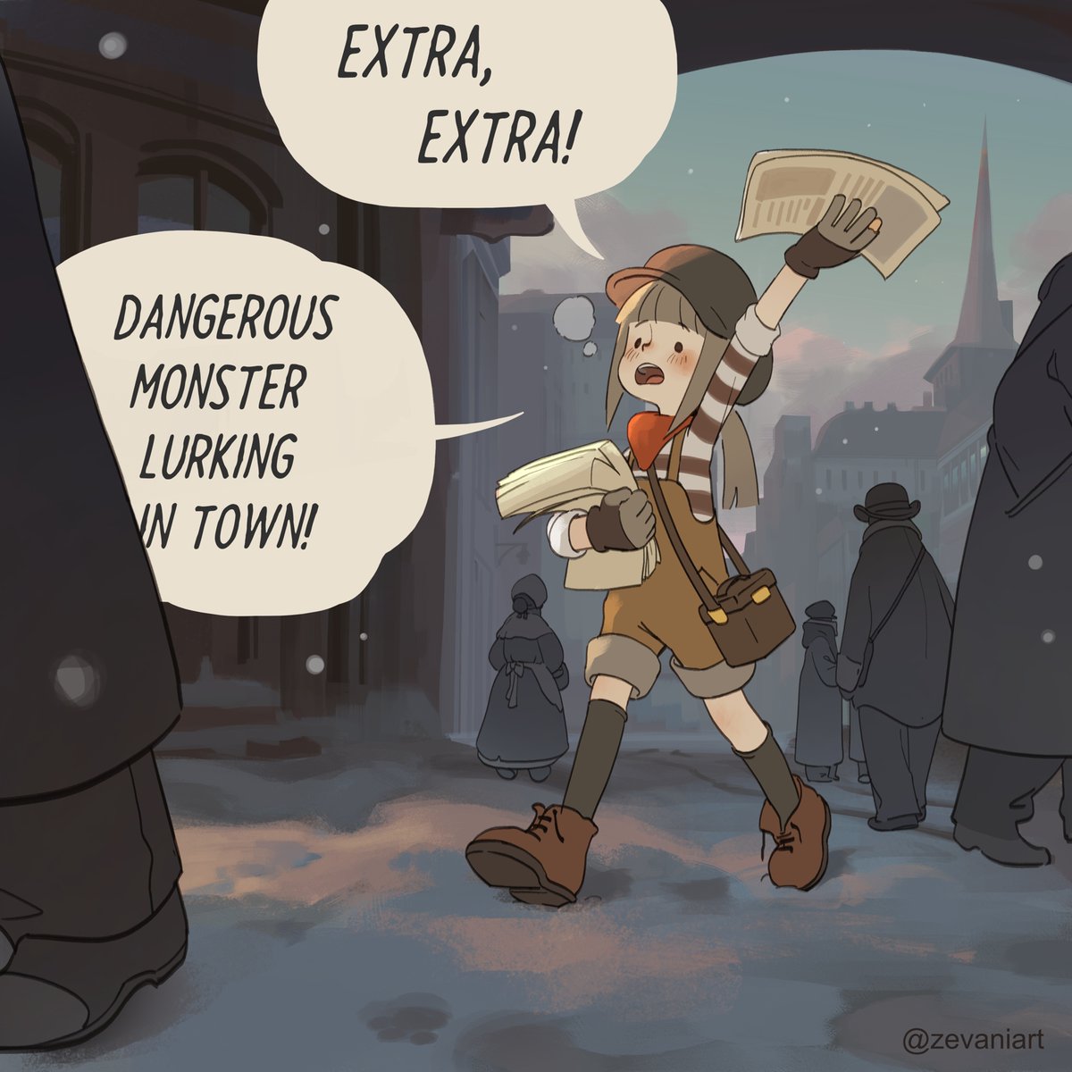 zevaniart's tweet image. -Monster in town- (1/2)