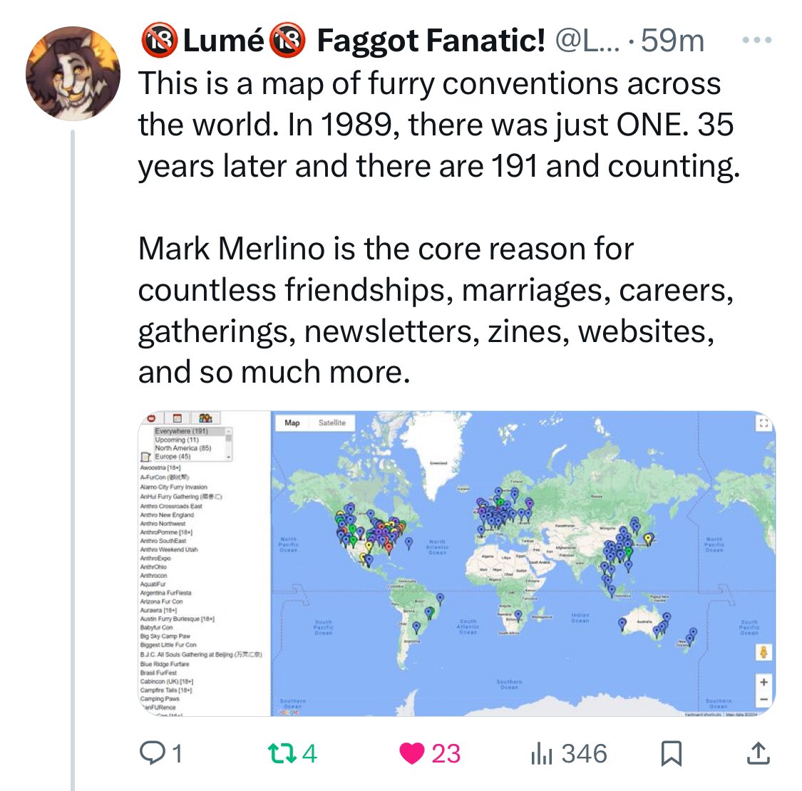 How it started:              How it’s grown:

RIP Mark Merlino (Sy Sable)