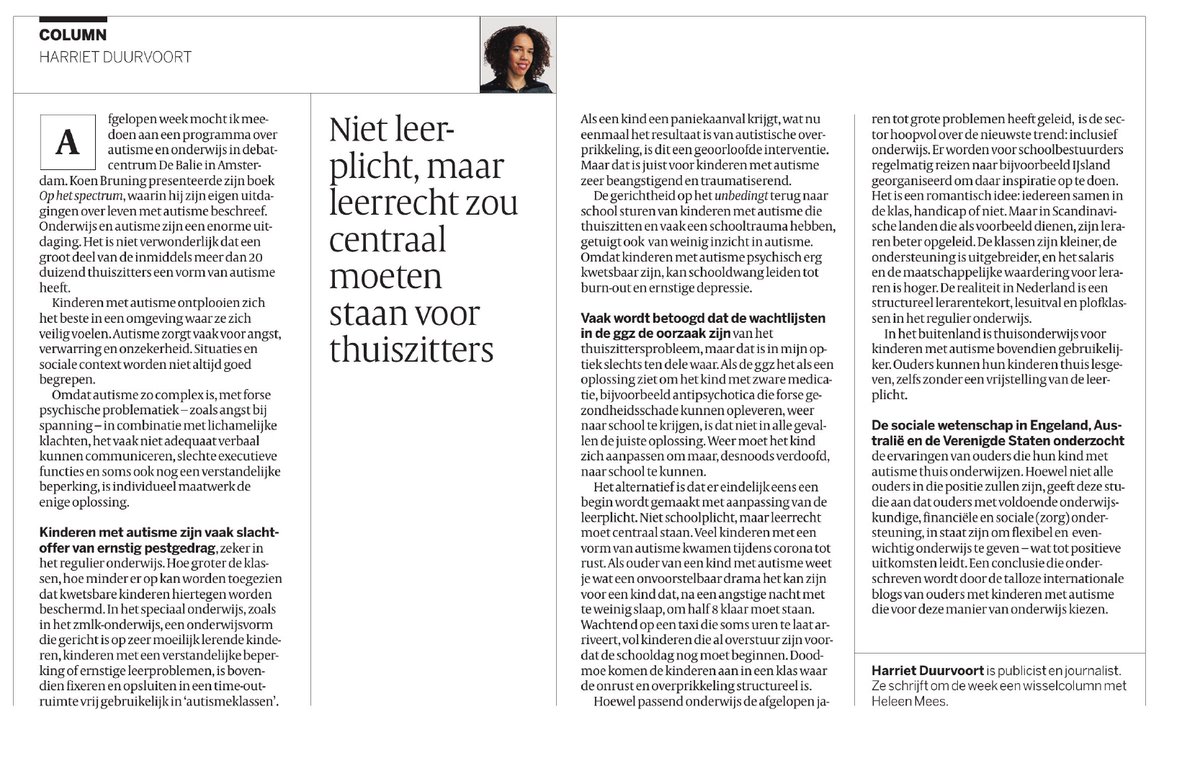 HDDuurvoort's tweet photo. Dag allen. Mijn column over de dilemma's van #autisme in het #onderwijs. @BruningKoen @lbvso https://t.co/5oILcawqgU