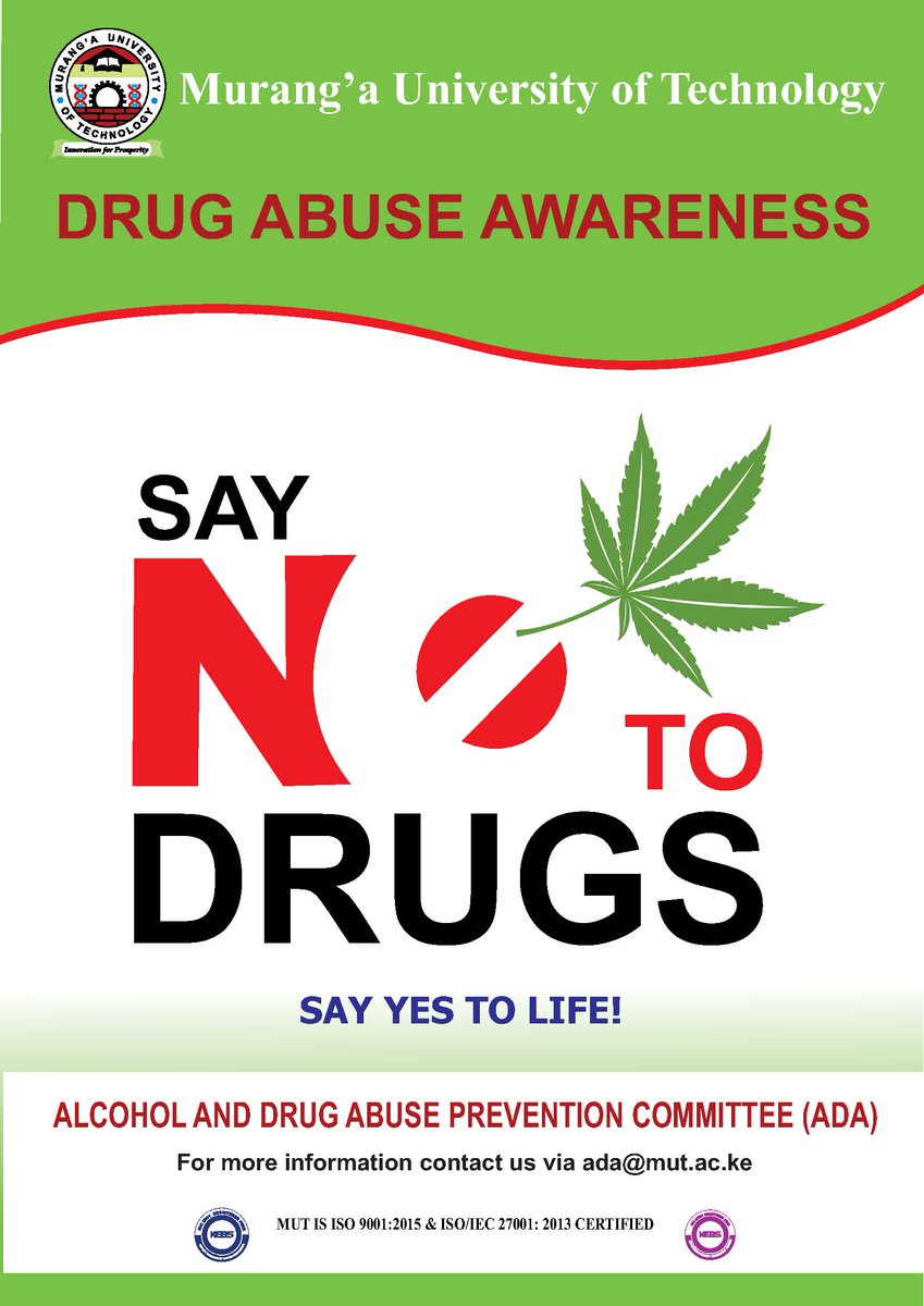 Prevention starts with you, Information is power;
NACADA 2022, one in every 11 youths aged 11-15 years were using at least one drug or substance abuse. Do you know effects of drug abuse?#Preventiveeducation #Sayyestolife #Beinformed #seekhelp #preventionworks, #KEPreventionWeek