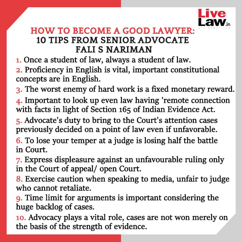 LiveLawIndia's tweet photo. How To Become A Good Lawyer? 10 Tips From Fali S Nariman
#FaliNariman https://t.co/2M78vZxshz