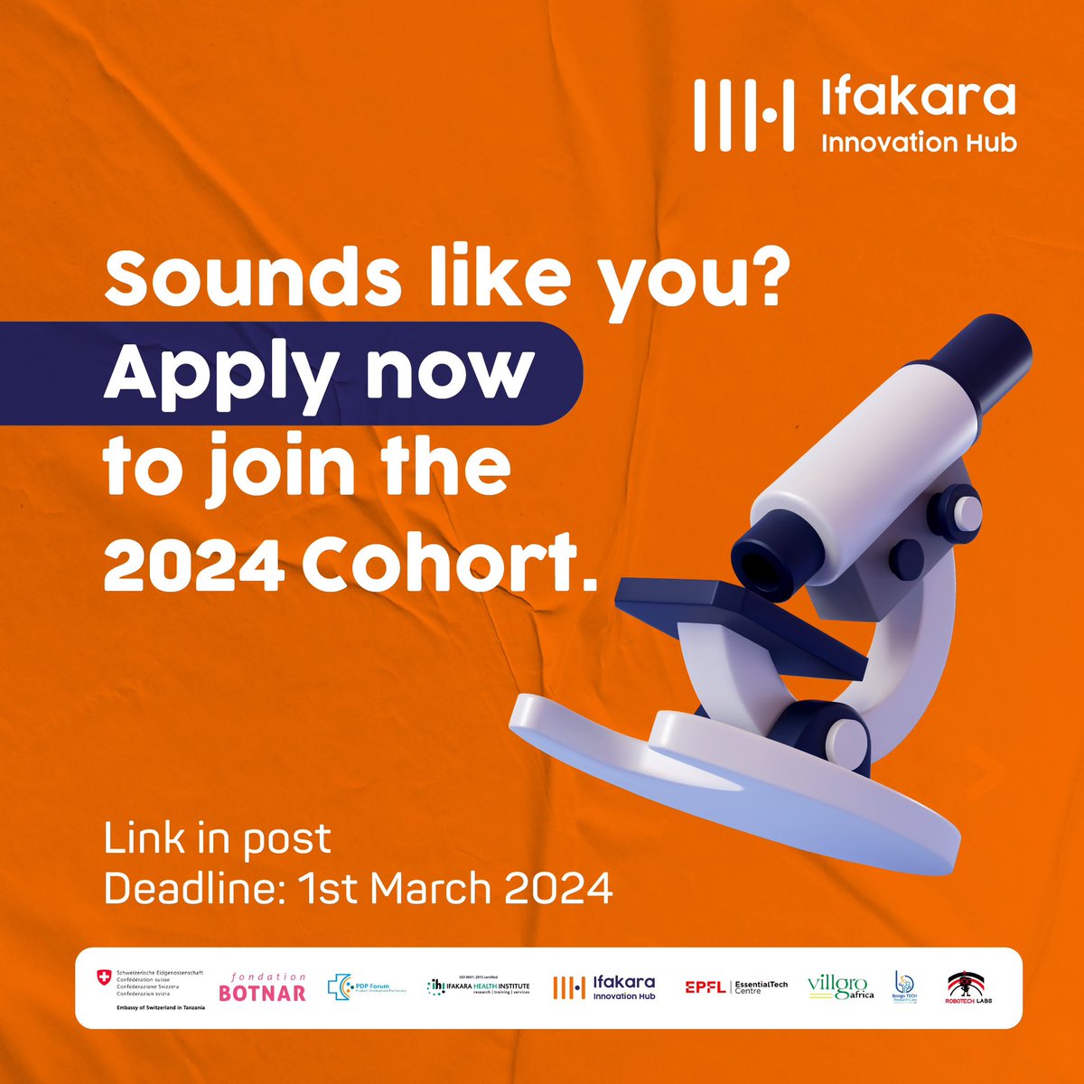 HubIfakara's tweet photo. Does your healthcare solution fit in the PDP call?  If it does, seize the opportunity and apply before the deadline of 1st March 2024. 

Apply through the link in the bio. 

#Innovation #Health #Medical #IIH #Investor #Venture #Startup #TechforGood https://t.co/c1HmHEoofn