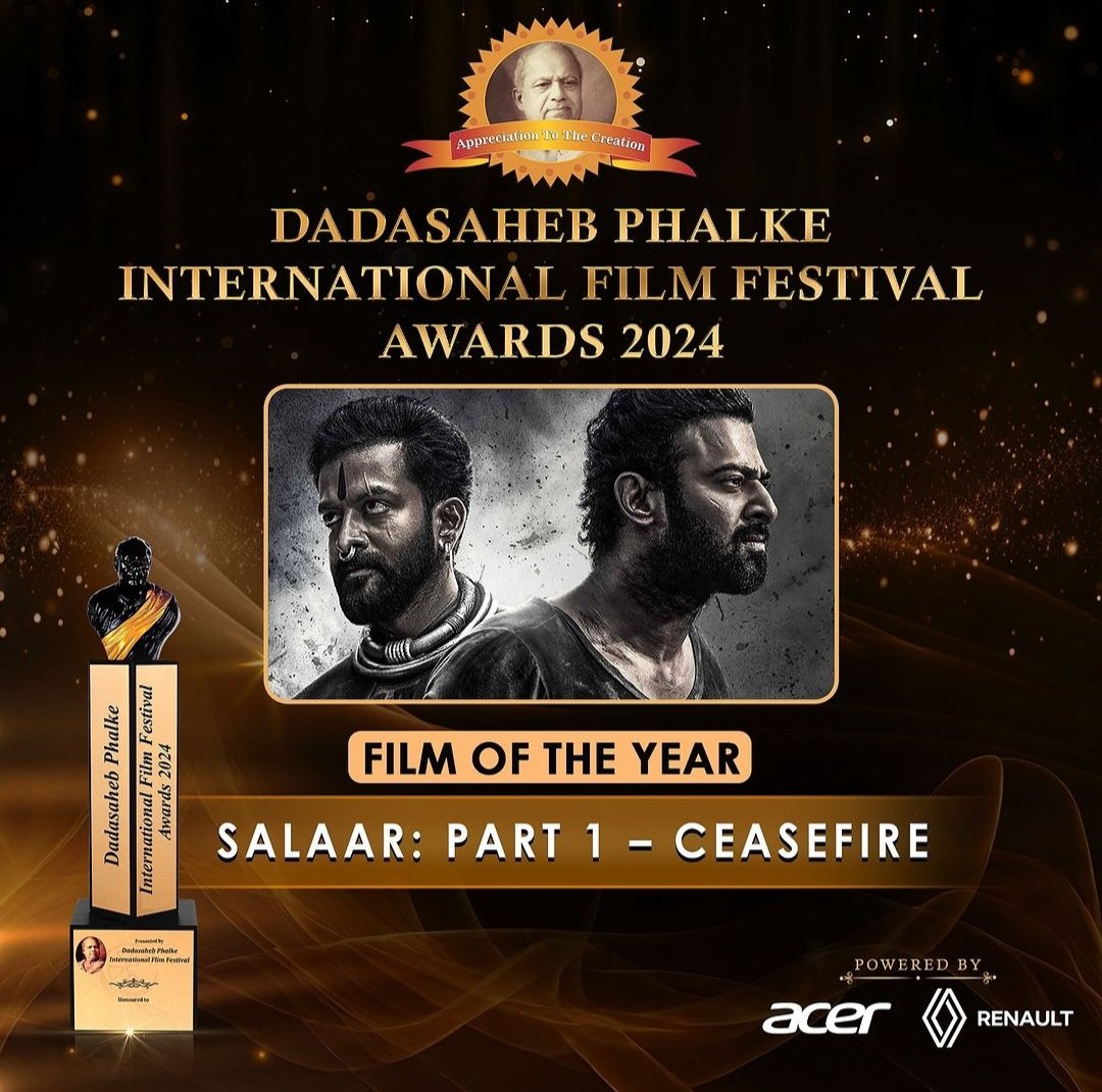 #DPIFF2024 Film of the Year goes to Salaar : Ceasefire 

3rd Consecutive one for tollywood 🥳
2022-Pushpa: the rise 
2023-RRR
2024-Salaar: Ceasefire

#Prabhas