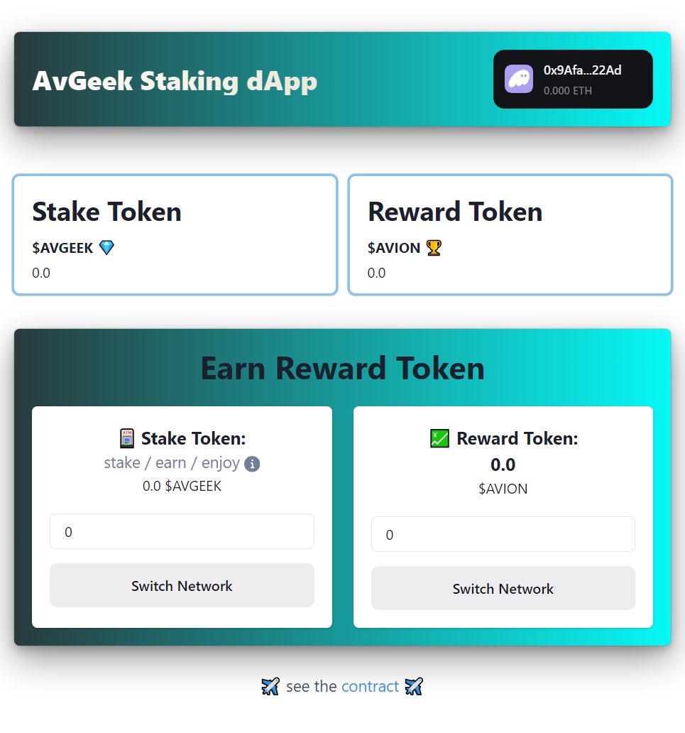 💰 Earn passive income with our $AVGEEK token staking dApp! Stake now and watch your $AVION earnings grow 💹 every hour. Join the aviation revolution today. #AVGEEK #AVION ✈️ #cryptocurrency #passiveincome

pancakeswap.finance/swap?outputCur…