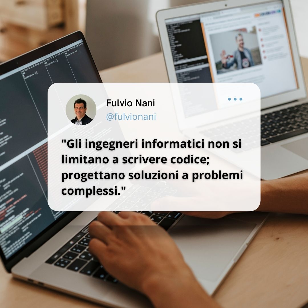 fulvio_nani's tweet image. Fulvio Nani fa luce sul principio fondante secondo cui gli ingegneri informatici non sono semplici programmatori; sono architetti di soluzioni complesse.

#fulvionani #IngegneriaInformatica #codifica #soluzionearchitettura #problemicomplessi #innovazione