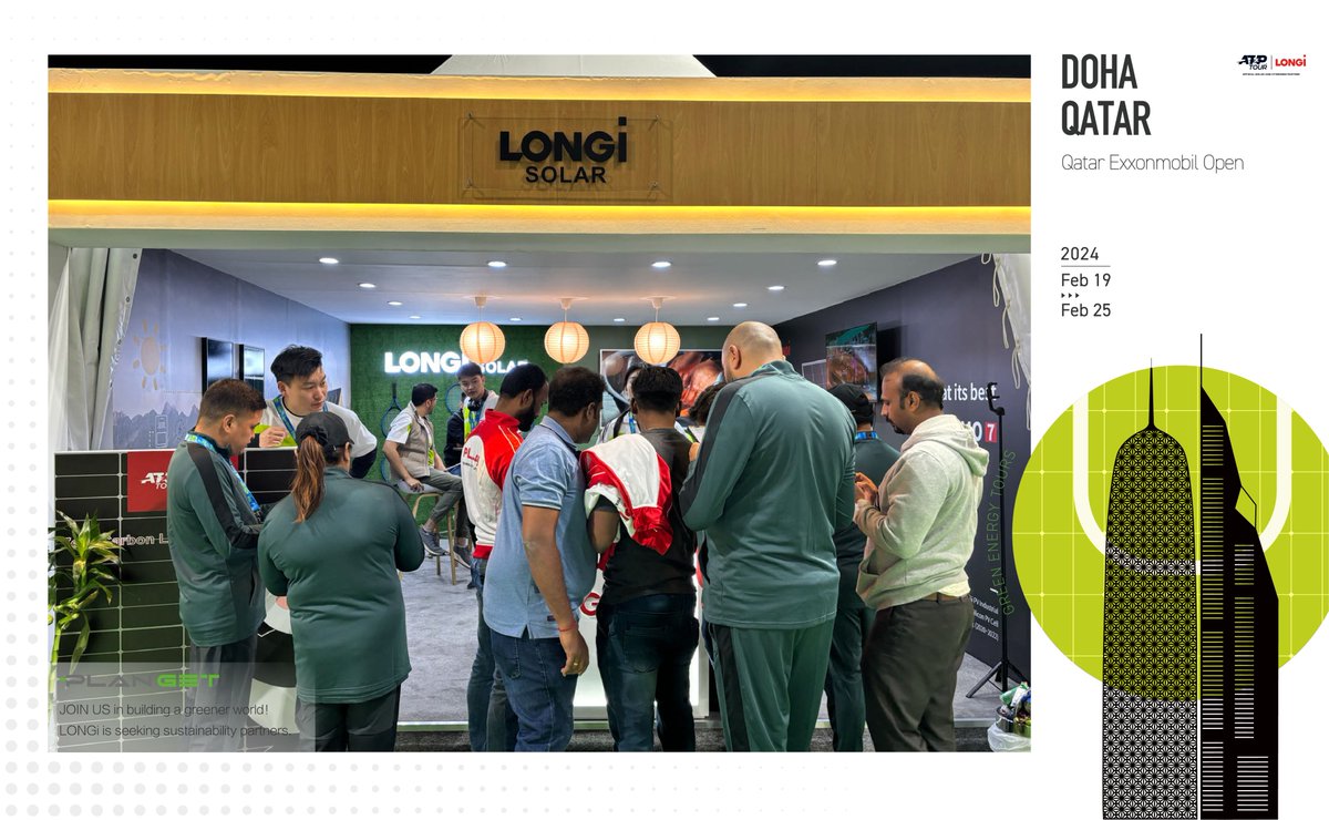 The Qatar ExxonMobil Open in Doha is currently in full swing! Our booth at the event has been abuzz with activity as individuals display immense interest in our Hi-MO X6 modules featuring the cartoon panda（HIMO）. #LONGi #ATP #sustainability #PLANGET #green #lowcarbon