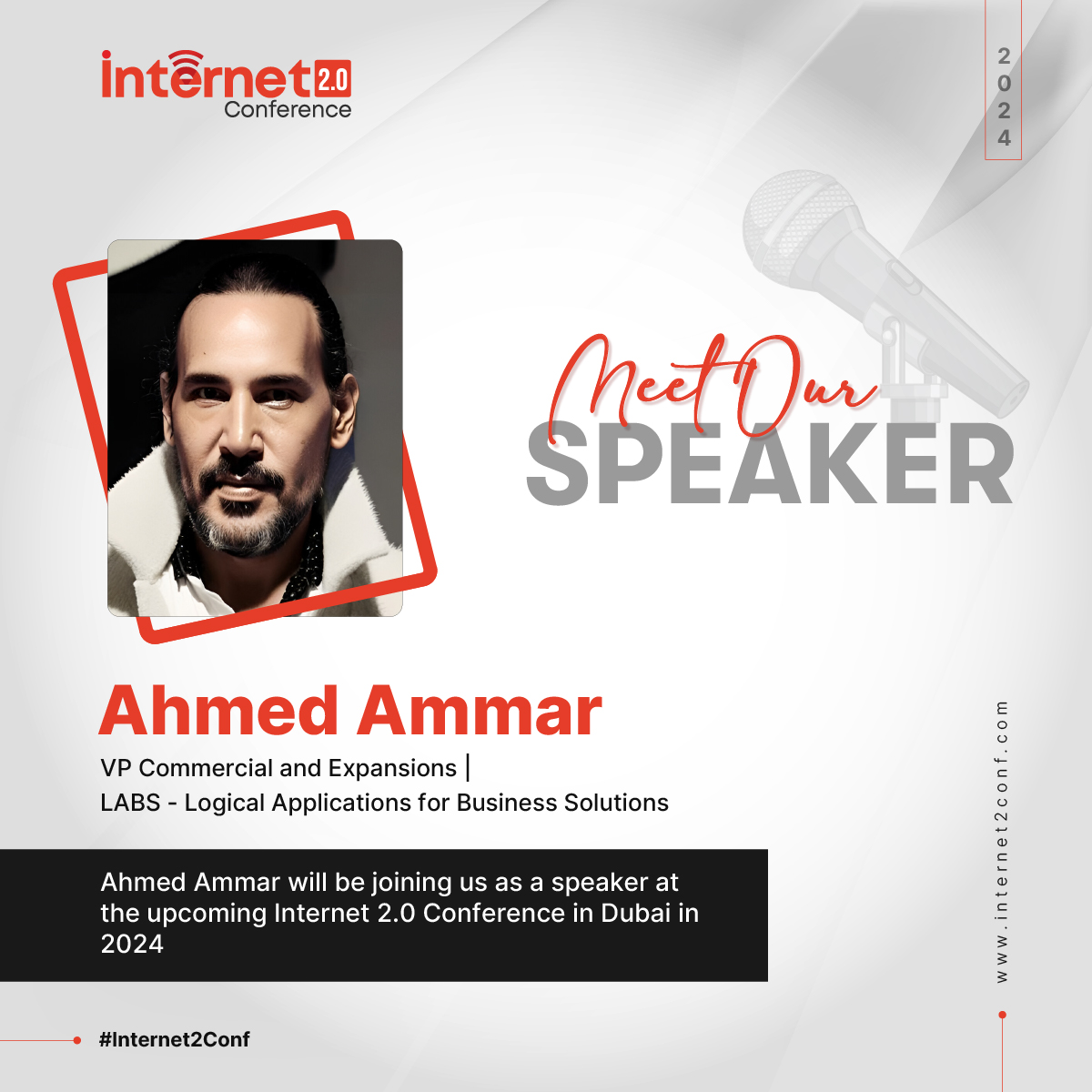 internet2conf's tweet photo. Join us at the #Internet2Conf in #Dubai to hear from Ahmed Ammar, the Vice President of Commercial and Expansions at LABS - Logical Applications for Business Solutions. https://t.co/n9YdIJt9hg