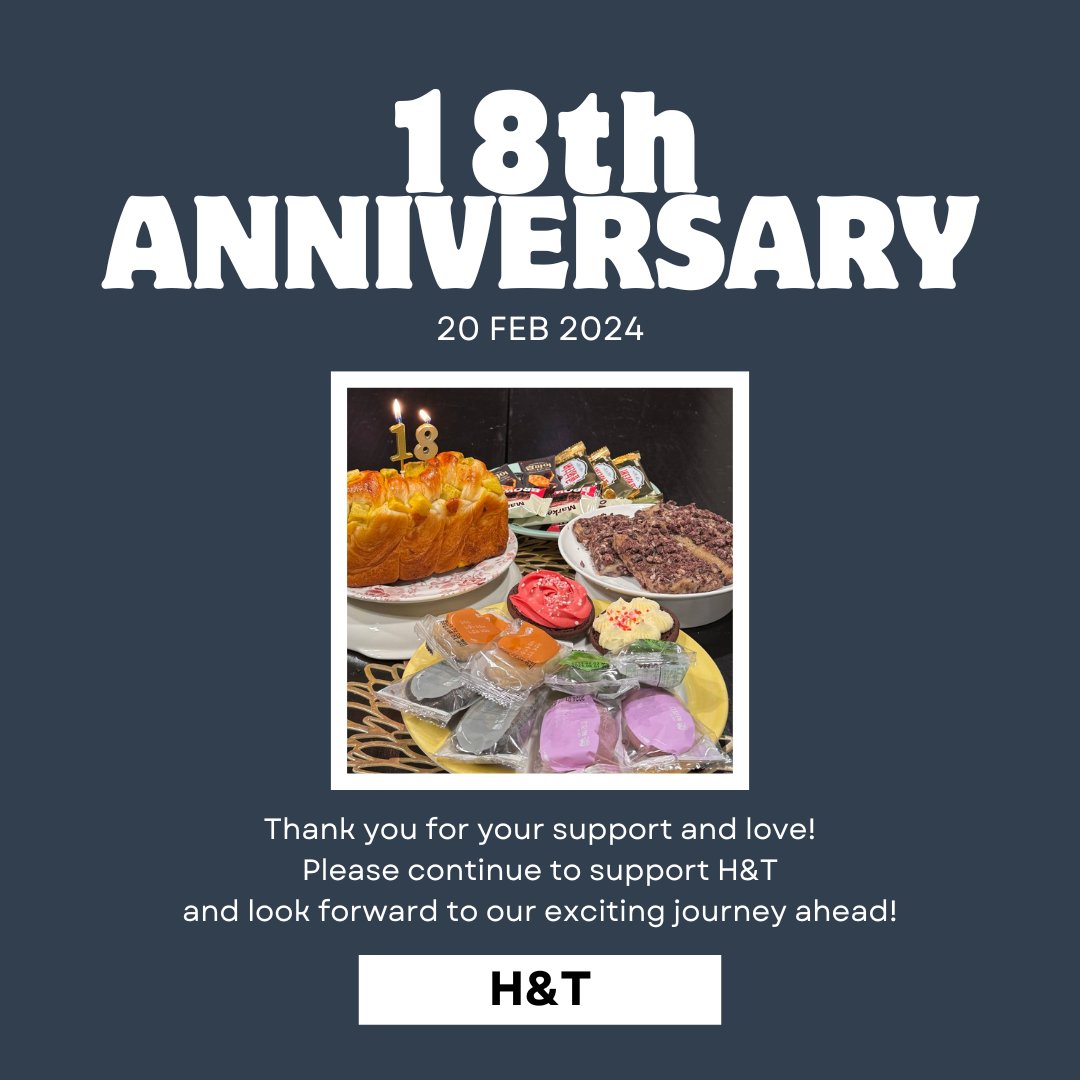 HNTDMC's tweet photo. 🎉H&amp;T 18th Anniversary🎉

Hello everyone, It's H&amp;T here!
20 FEB 2024, We celebrated our 18th anniversary!

Big shoutout to all of your support along the way. Please continue to follow our journey and support us as we grow together.

#HNT #HappyandTogether https://t.co/hqKqTUXK4K