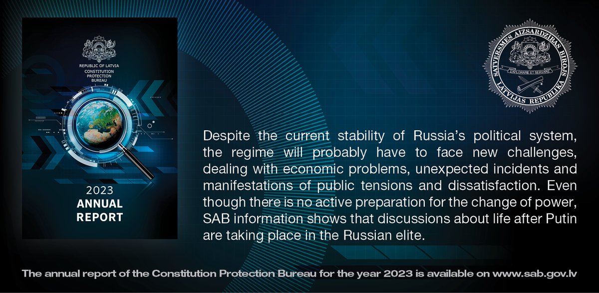 ➡️The annual report of the Constitution Protection Bureau for the year 2023 - available here: sab.gov.lv/files/uploads/…