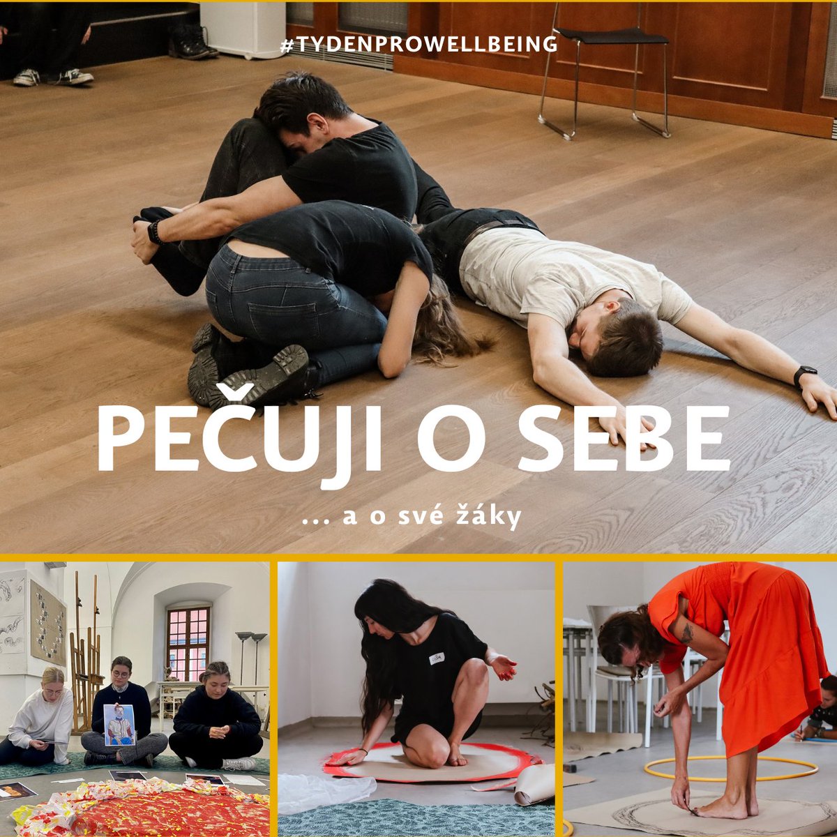 1/2 Od roku 2022 se systematicky věnujeme tematice duševního zdraví, posilování odolnosti a wellbeingu. Budoucí učitelé, ale i ti, kteří již v praxi jsou, to potřebují. Zatím poslední cyklus workshopů Pečuji o sebe a své žáky byl rychle beznadějně zaplněný. #tydenprowellbeing