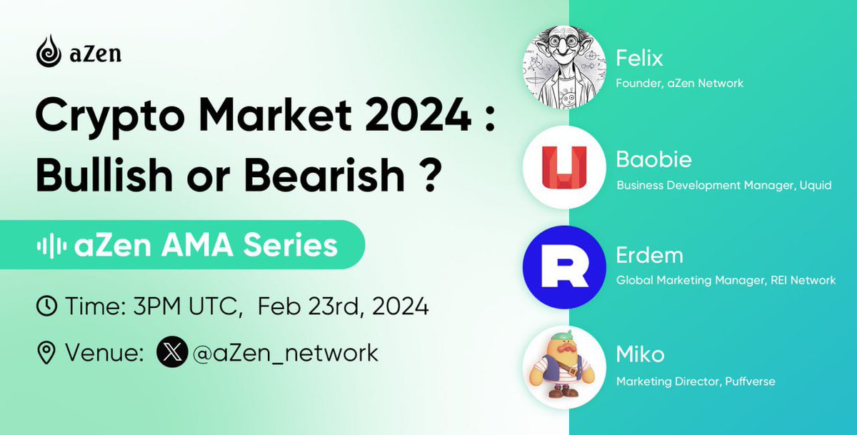 Join us for an exciting AMA session featuring industry trailblazers: @gxchainglobal, <a href="/uquidcard/">UQUID | Digital Commerce Infrastructure</a>, @puffverse. Together, we'll unravel the mysteries of the 2024 crypto market! 🔍

📅 Save the Date: February 23, 2024, at 3 PM UTC. Don't miss out on this event! 

Set a reminder here: