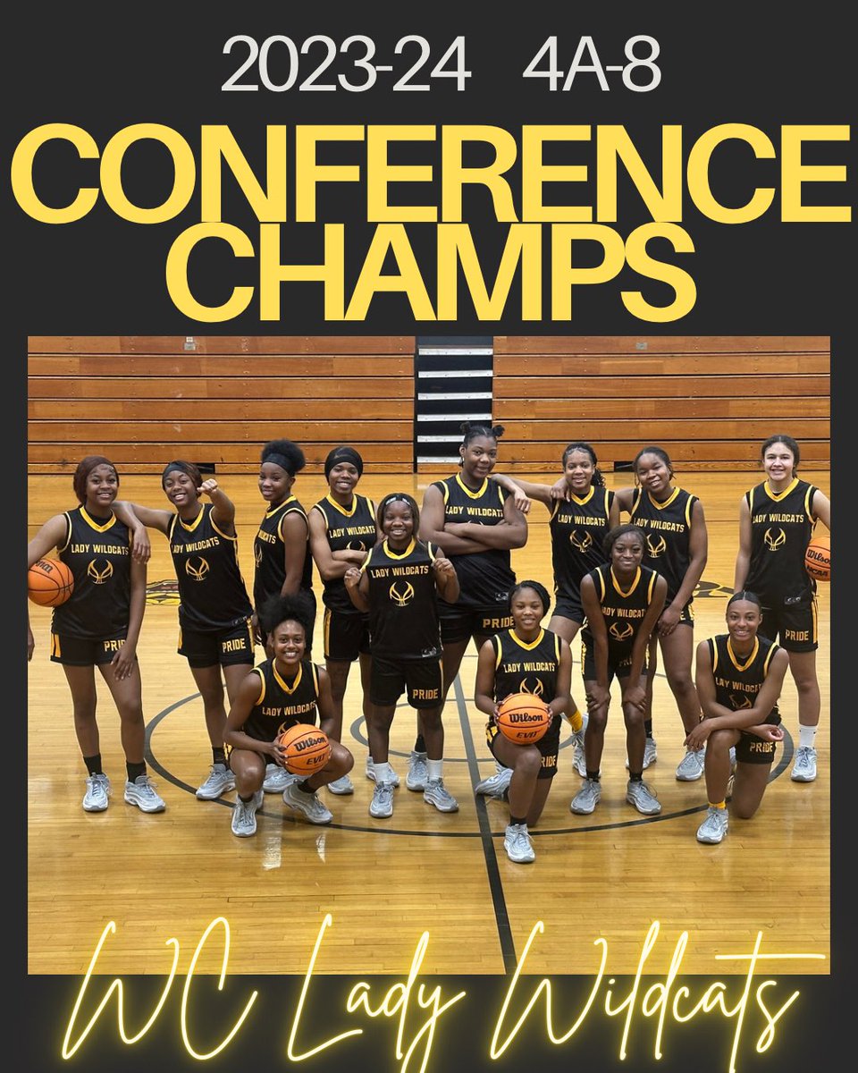 wcladycatbball's tweet photo. 2023-24 WC Lady Wildcats are 4A-8 CONFERENCE CHAMPS!! 🏆🏀🔥#ladywildcatpride #conferencechamps🏆 #nextupregionals https://t.co/fZx6imoQL3