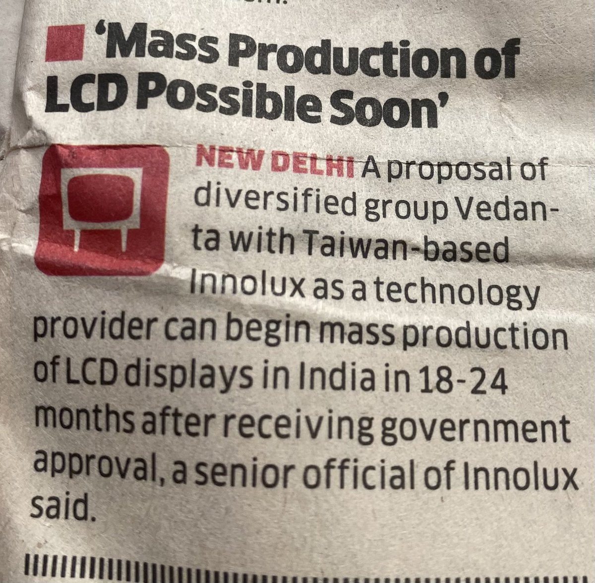 Display unit production lines to be set up in Dholera ? 

Here is another good news for the SemiCon city of Bharat ! 

Vedanta Group DICDL - Dholera Industrial City Development Limited  GAP Associates Pvt Ltd.