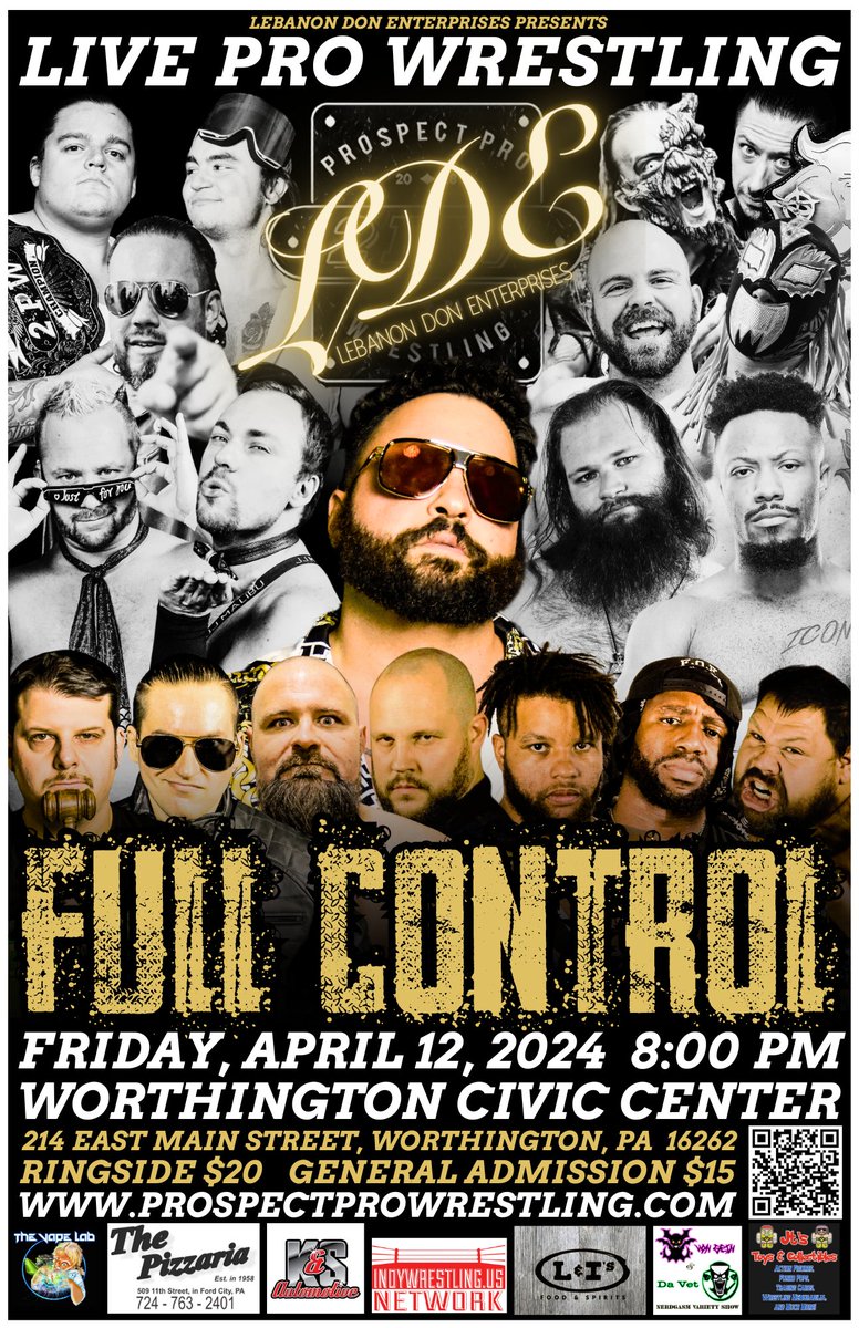 2PWrestling's tweet photo. 2PW returns at the hands of LDE for "𝐅𝐔𝐋𝐋 𝐂𝐎𝐍𝐓𝐑𝐎𝐋" LIVE at the Worthington Civic Center in Worthington, PA on Friday, April 12th at 8:00PM with all your favorite LDE superstars!

TICKETS >> https://t.co/NN6iEVF9MF

#LDEFullControl #indywrestling #pittsburgh https://t.co/VnKH7D9lYH
