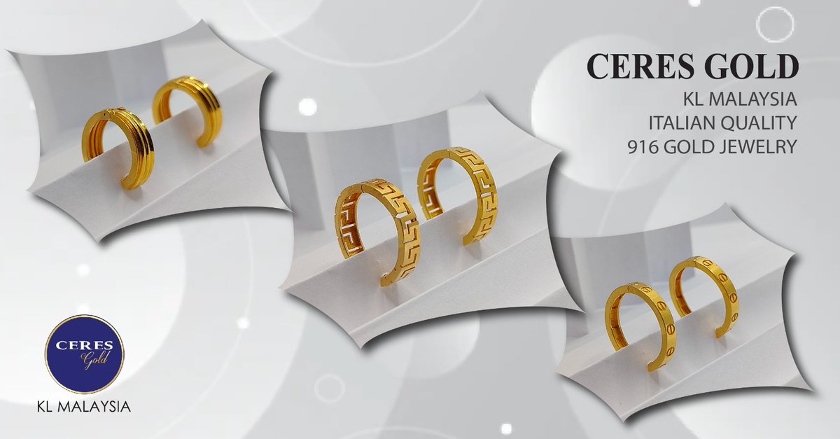 Earrings from the classic to the trendy and modern, Ceres Gold has them all. Located at KL in Malaysia, Ceres Gold showcases a fine selection of 22k gold earrings. Crafted to Italian standards. #earrings #ceresgold #malaysiaearrings #22kgoldearrings #ceresjewelry