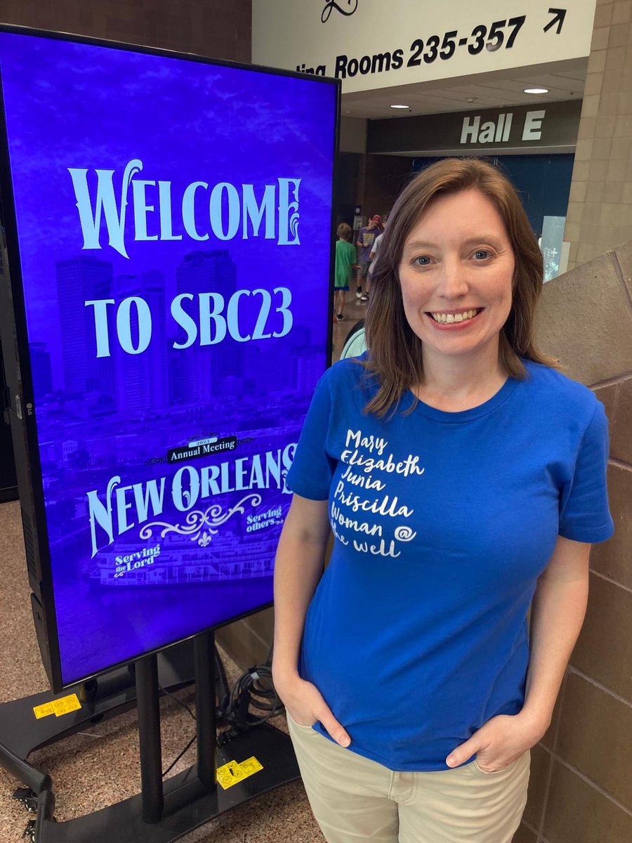 heathertweber's tweet photo. This woman just made my night. At the #SBC gathering last June when SBC voted to restrict women from serving as pastors, Rachael, her husband, &amp; their 12-year-old son courageously strutted around the convention while she wore this shirt that I designed--just to show support… https://t.co/aumEIQP2al