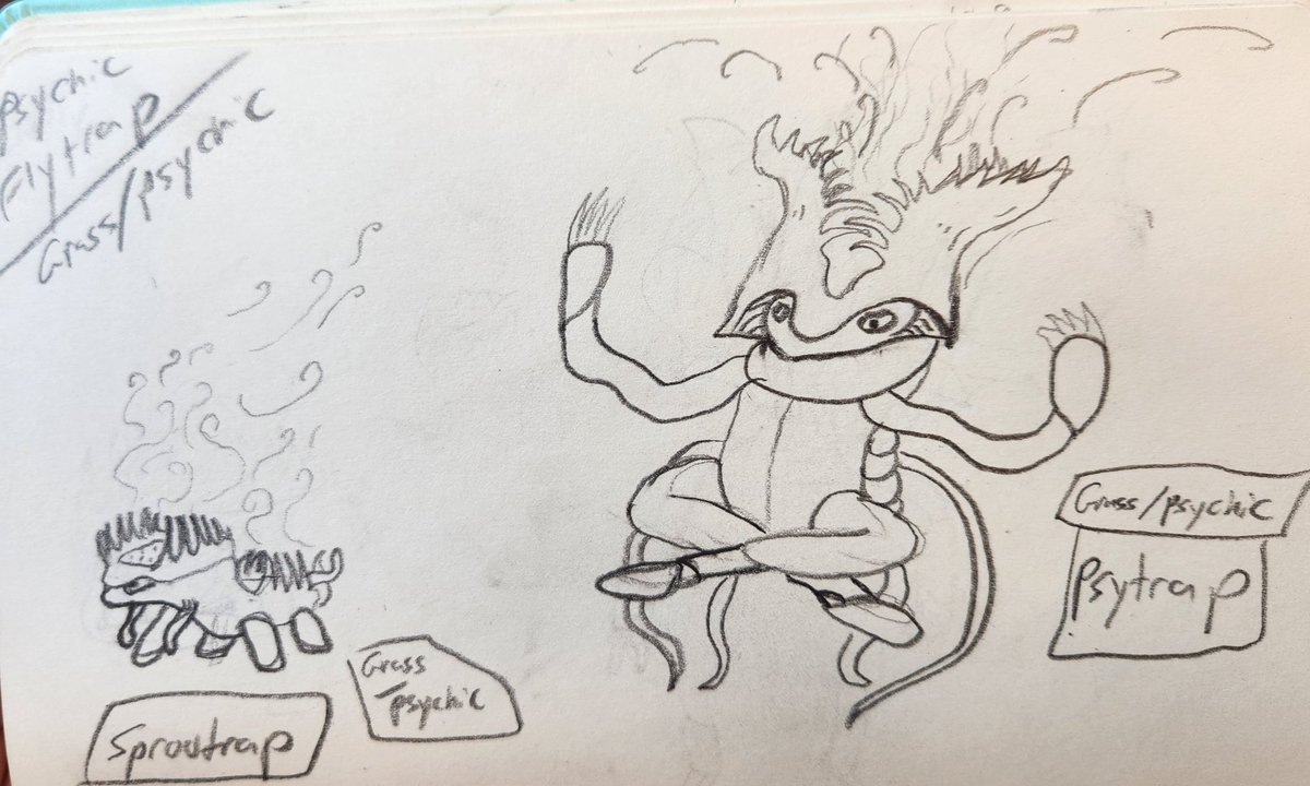 Goorshroom's tweet photo. Sproutrap and Psytrap!

Type: Grass/Supernatural

They produce scents that lure wildlife  into an area of psychic power that weakens them. 

#Biobeast #Pokemon #drawing #sketch #monster #creature https://t.co/maGWOmJUya