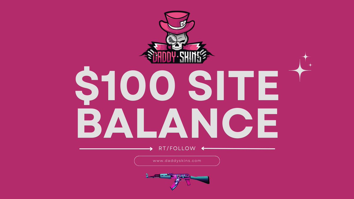 DaddyskinsCSGO's tweet image. $100 balance on Daddyskins!   

RT/Follow 

Winner in 72 hours 🩷