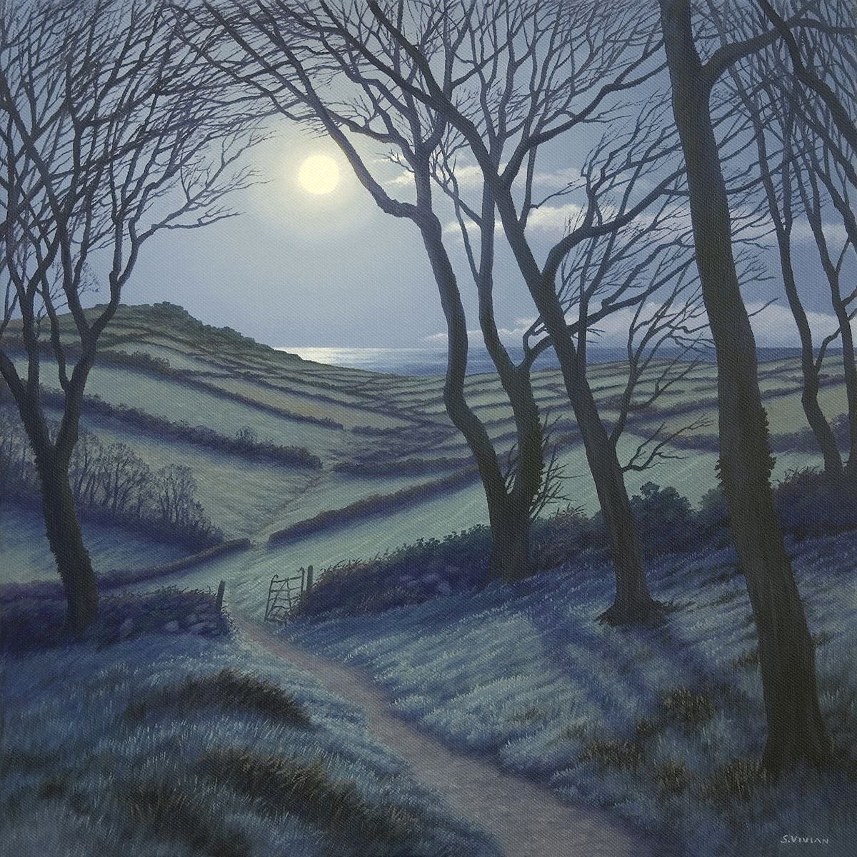 “The Gate”🎨
The moonlight valley 
West Penwith, Cornwall 

Artist Sarah Vivian

Goodnight ~
Till the morning light✨🌙