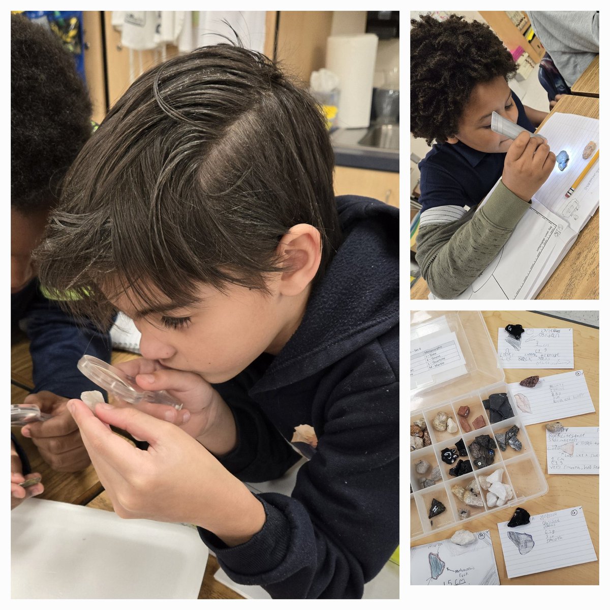 JulieGladden2's tweet photo. Science "ROCKS" (and MINERALS)! Tools in hand to make and record detailed observations.@MorganWoodsES @HCPSElemRegion2 @WeAreHAEST @HCPSElemScience @NReneau010 https://t.co/I0odGb5REX