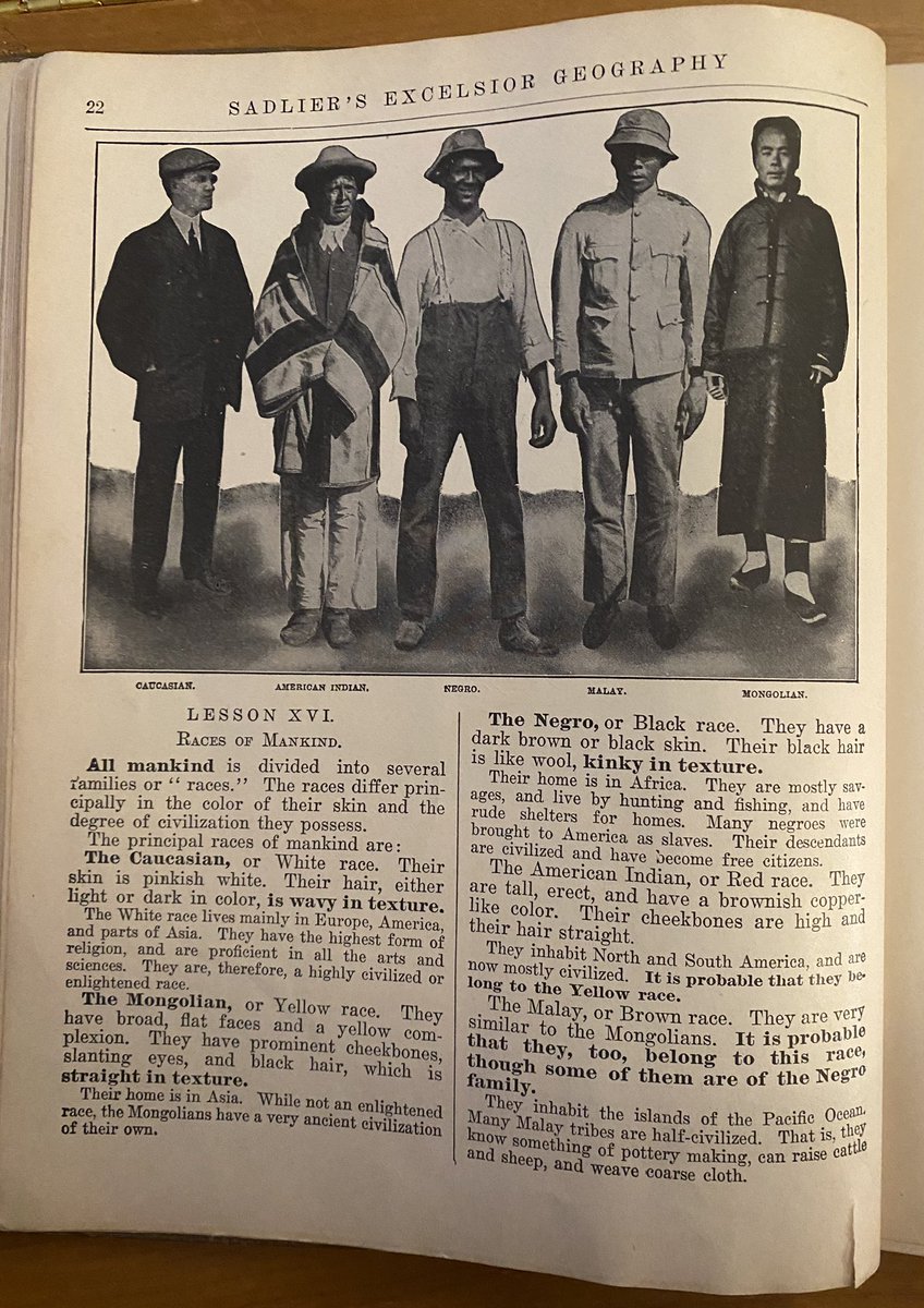 cw3tree's tweet photo. This elementary school textbook from June 1925 explains the relationship between Races.  The  little children who learned this stuff  grew up and were teachers until the early 1970’s. Imagine- the people thought this stuff thought it was normal- it’s not… https://t.co/MZNMwXGlsx