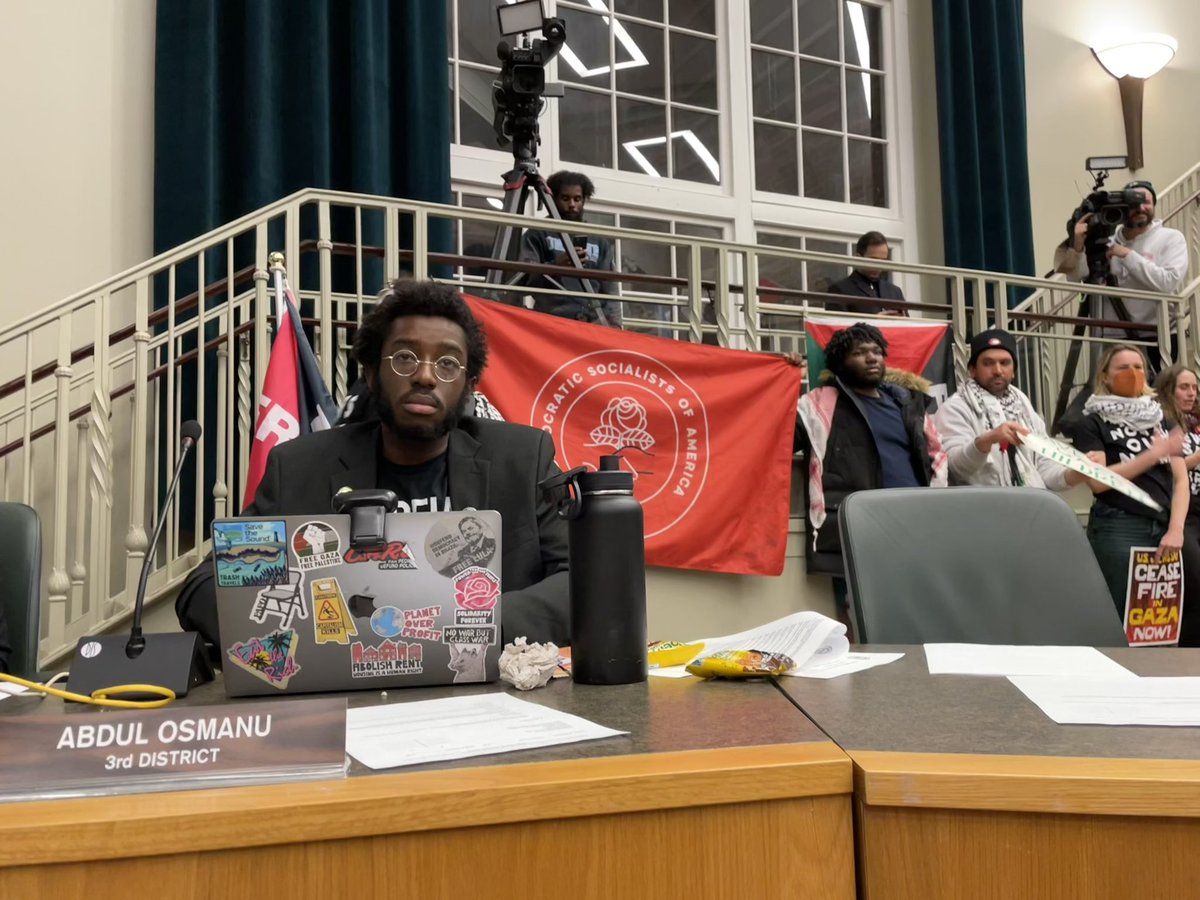 mood when a pro-genocide speaker tries redbaiting the local socialist city councilor and… we send them back to their seat drowning in our cheers after they shout out “Connecticut Democratic Socialists of America” for us 🌹🇵🇸