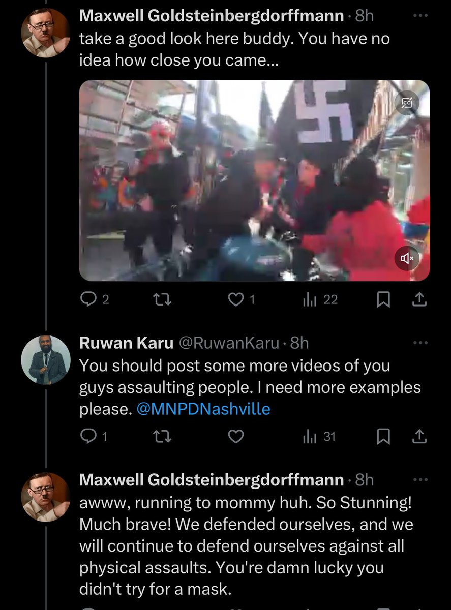 RuwanKaru's tweet photo. To all of you that that can’t fathom these guys are real Nazis, here’s some proof. This guy admits to being there, proves it by posting a video he took of them assaulting someone standing up to them. Is he a fed? Does he sound like he’s voting for Biden? https://t.co/ja6Faeyido