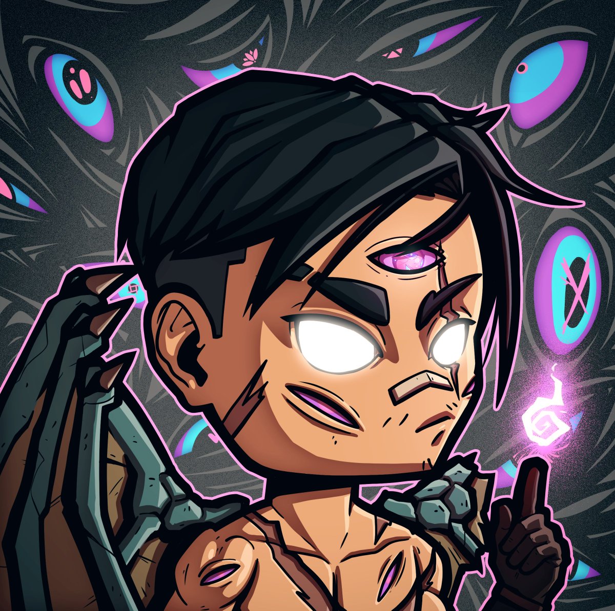 Hey it's been a while! Here's a piece of artwork i did not too long ago :)

A human that made a deal with the devil after getting beating down all his life!

He still gets beat after this but at least now he can fight back with his Kuklos vision and perfect aim!