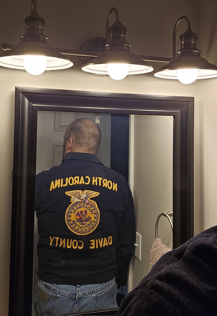 OK, here's the obligatory National FFA Week jacket try-on. I got it zipped but I can't breathe. Also, ya'll probably won't believe this, but my hair was down over the collar back when this jacket fit. That was 42+ years ago #NationalFFAWeek