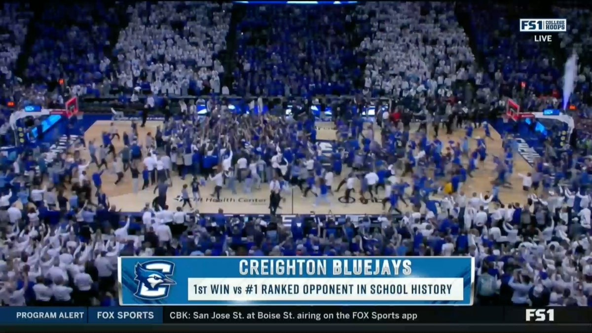 CBS Sports College Basketball 🏀 (@cbssportscbb) on Twitter photo DOWN GOES NO. 1 🚨
For the first time in history, <a href="/BluejayMBB/">Creighton Men’s Basketball</a> defeats a No. 1 team 🤩 DOWN GOES NO. 1 🚨
For the first time in history, <a href="/BluejayMBB/">Creighton Men’s Basketball</a> defeats a No. 1 team 🤩