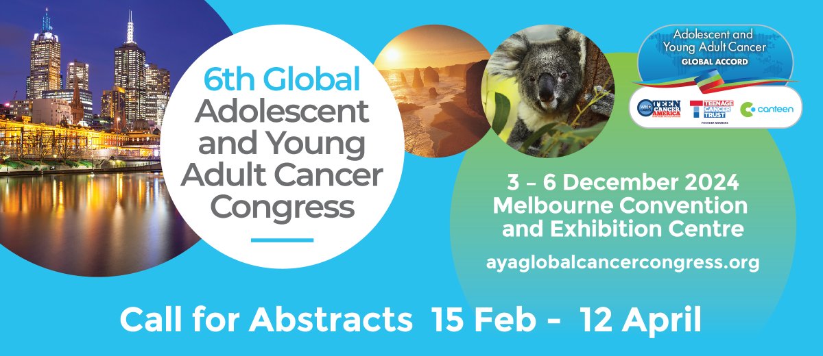 EVENT HIGHLIGHT: The 6th Global Adolescent and Young Adult Cancer Congress have opened their Call for Abstracts Find out more here: t.ly/NxTx2 #AYA #AYAcancer #AYAoncology #AYAcancerresearch #OncologyEvents @CanteenAus