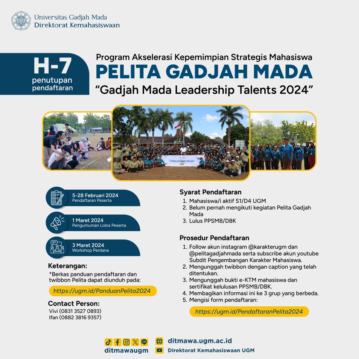 ditmawaugm's tweet photo. Halo #KawanUGM bagi kalian yang ingin menumbuhkan dan mengembangkan jiwa kepemimpinan, Pelita Gadjah Mada solusinya 🤗 

Ayooo segera daftar 🥰 https://t.co/Aa8asvJgMT
