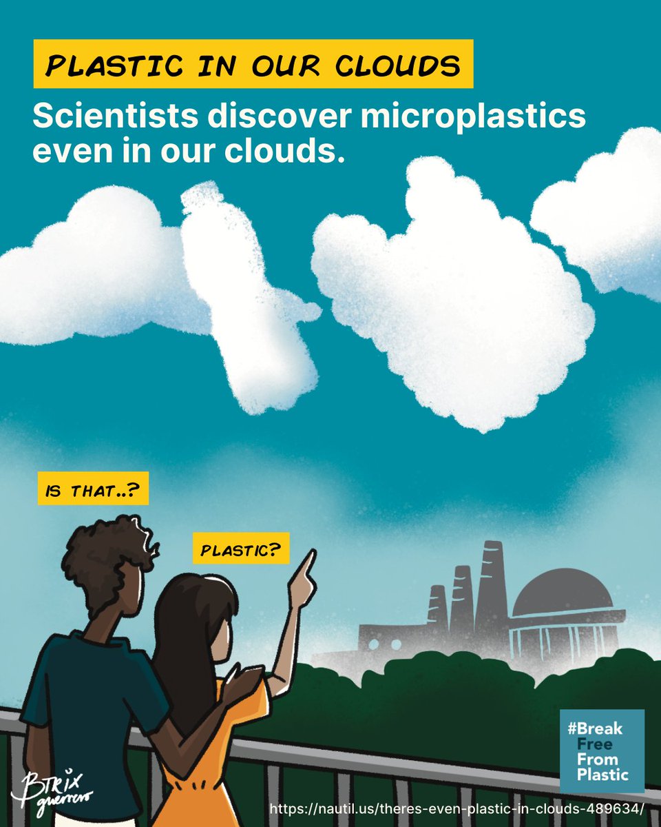 Cloudy with a chance of microplastics? 🌫️ Researchers found microplastic fibers—from clothing, packaging, or tires in the clouds ☁️⚠️ ✅ TAKE ACTION and push for a strong #PlasticsTreaty. Sign the petition: bit.ly/PlasticsTreaty… #BreakFreeFromPlastic #microplastics