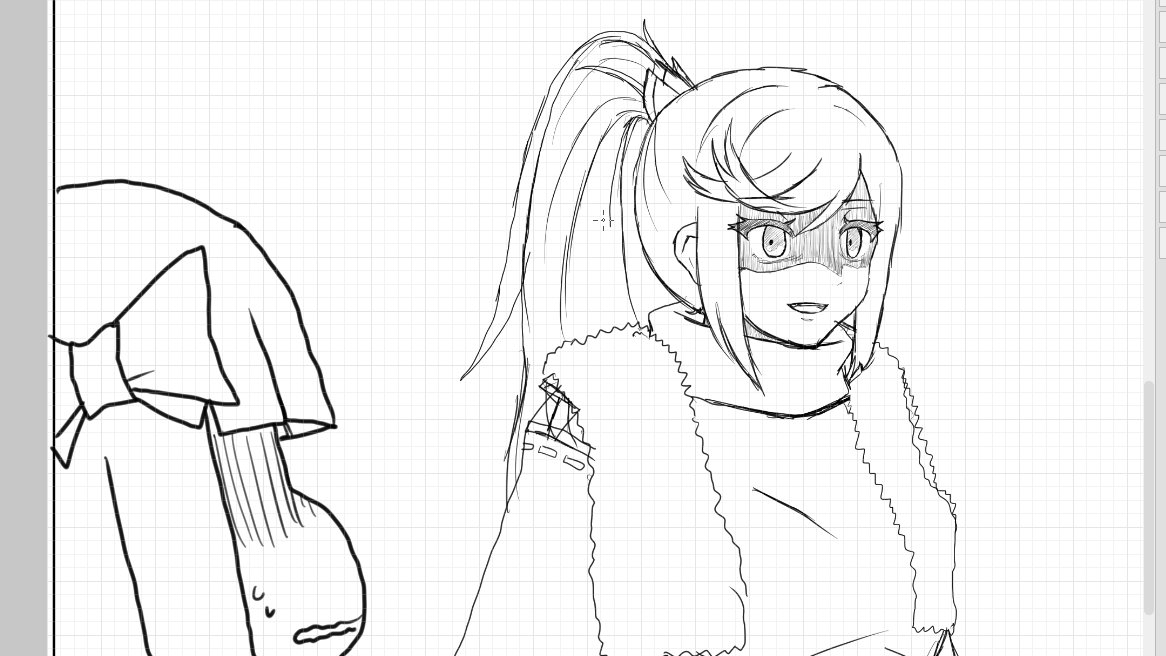WIP
ノアミオブーケストーンマンガ
ラス1のラスコマラフ。つまりオチのコマです。
顔が曇ってますけどカギロイに何があったんでしょうね。 