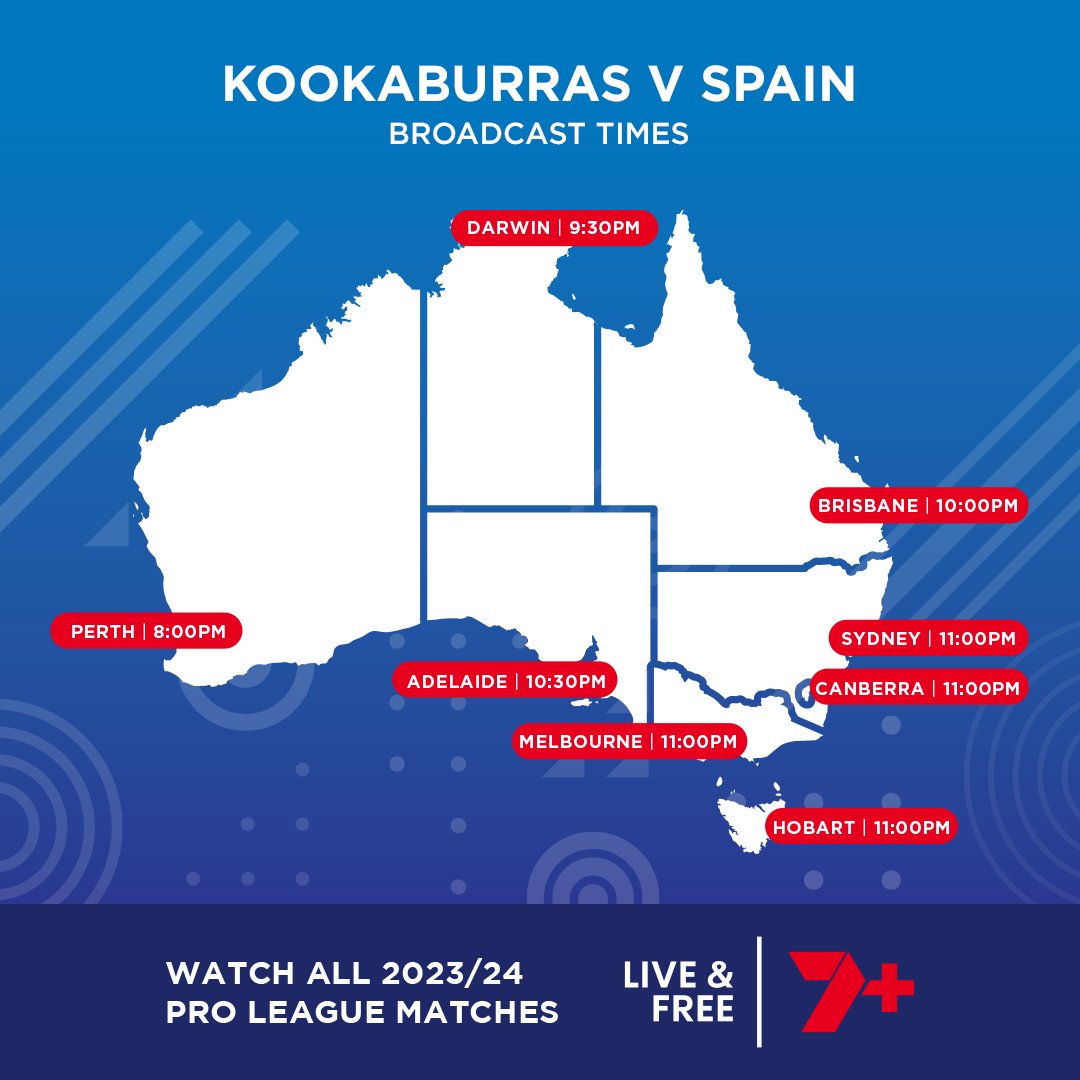 Kookaburras's tweet photo. Can we continue our unbeaten run in Season 5 of #FIHProLeague?
Don't miss a minute of the action, live and free on @7plus | @7sport #ESPvAUS https://t.co/vqNLxVhIN9