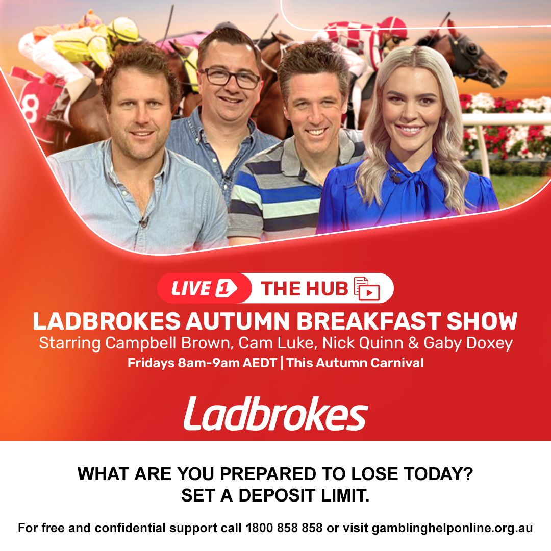 The Autumn Breakfast Show is back and better than ever! Tune into Ladbrokes Live 1 every Friday 8-9am AEDT to get your Autumn racing fix and hear from your favourite racing experts. Catch the replay on The Hub on Saturday morning before a loaded day of racing. @Quinny_1