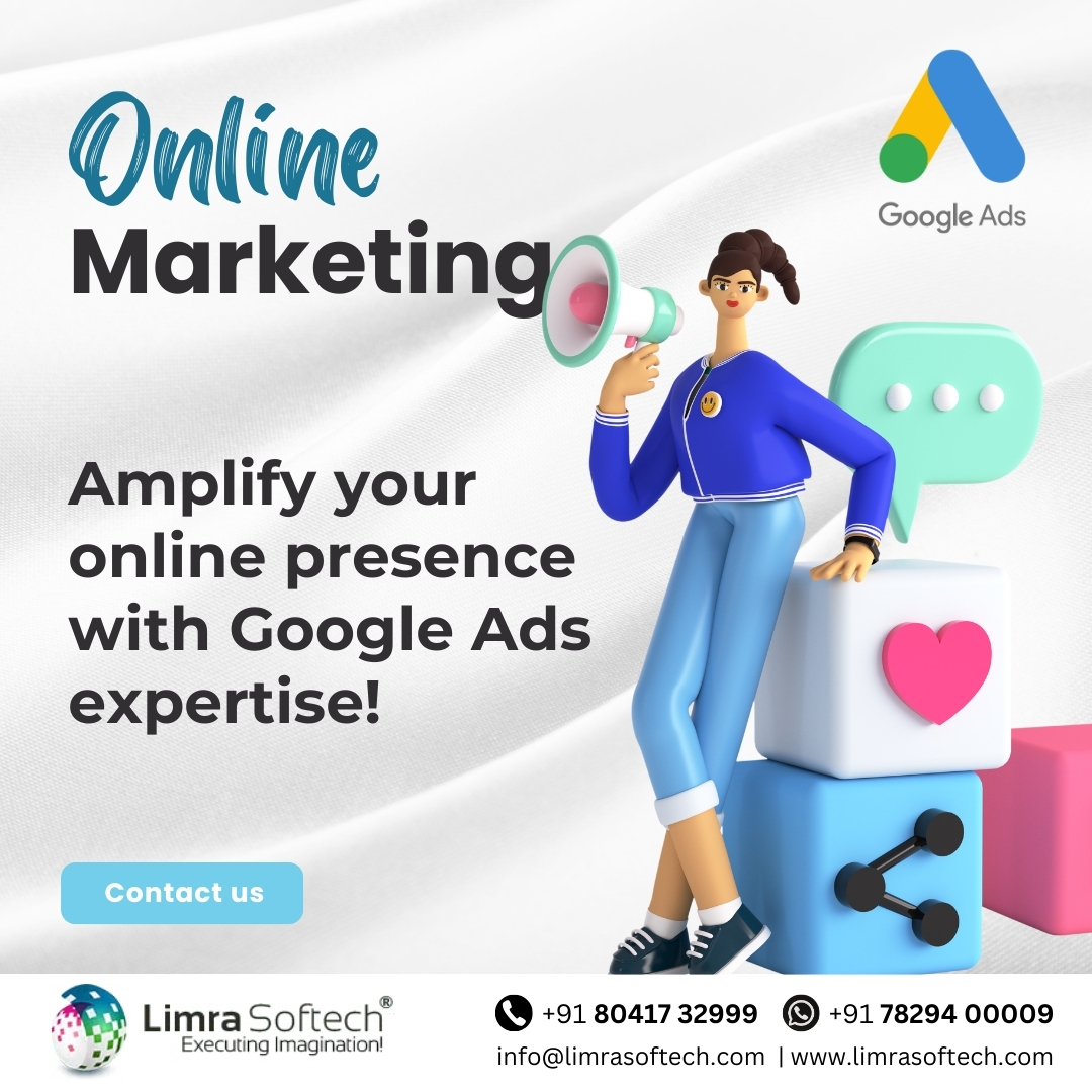 Boost your digital footprint and dominate the online space with the power of #GoogleAds. Elevate your brand, drive traffic, and convert clicks into customers. Let's amplify your online presence together! 🚀 #DigitalMarketin #OnlineMarketing #PPC #Strategy #ROI #limrasoftech
